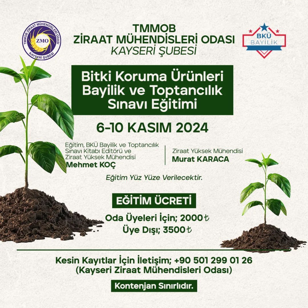 BKÜ BAYİLİK & ZMO KAYSERİ BAYİLİK SINAVI YÜZ YÜZE EĞİTİMİ 2024